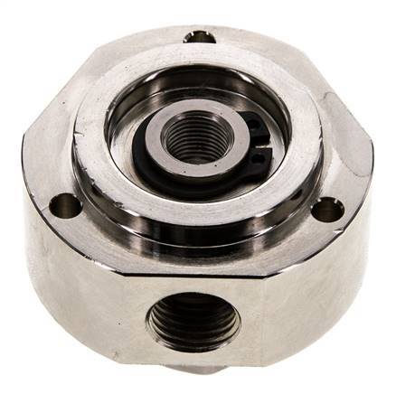 Junta rotativa de 3 vías 1/8'' x 1/4'' x3/8'' Latón niquelado FKM 12bar (168,6psi)