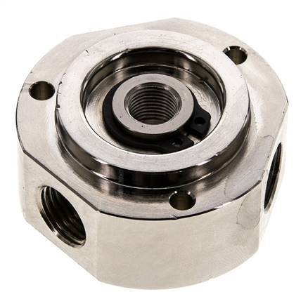 Junta rotativa de 3 vías 1/8'' x 1/4'' x3/8'' Latón niquelado FKM 12bar (168,6psi)