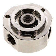 Junta rotativa de 3 vías 1/8'' x 1/4'' x3/8'' Latón niquelado FKM 12bar (168,6psi)