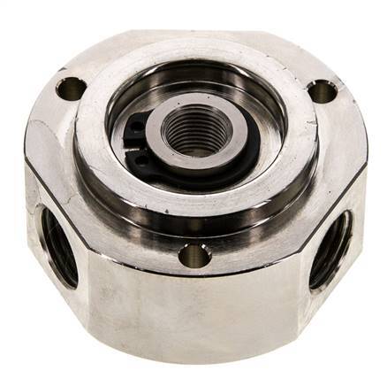 Junta rotativa de 3 vías 1/8'' x 1/4'' x3/8'' Latón niquelado FKM 12bar (168,6psi)