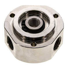 Junta rotativa de 3 vías 1/8'' x 1/4'' x3/8'' Latón niquelado FKM 12bar (168,6psi)