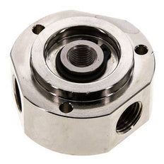 Junta rotativa de 3 vías 1/8'' x 1/4'' x3/8'' Latón niquelado FKM 12bar (168,6psi)