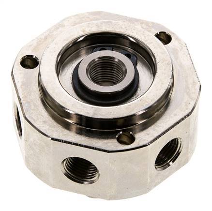 Junta rotativa de 6 vías 1/8'' x3/8'' Latón niquelado FKM 12bar (168.6psi)