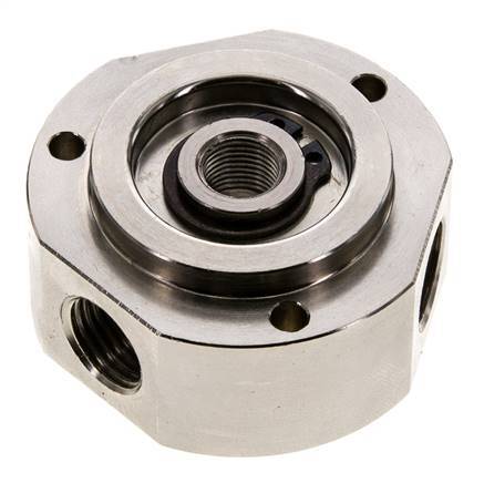 Junta rotativa de 3 vías 1/8'' x 1/4'' x3/8'' Latón niquelado PUR 12bar (168.6psi)