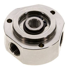 Junta rotativa de 3 vías 1/8'' x 1/4'' x3/8'' Latón niquelado PUR 12bar (168.6psi)