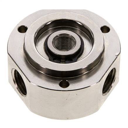 Junta rotativa de 3 vías 1/8'' x 1/4'' x3/8'' Latón niquelado PUR 12bar (168.6psi)