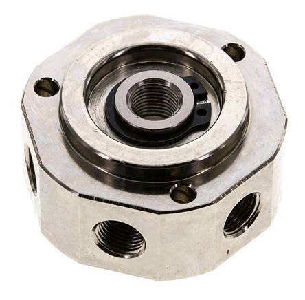 Junta rotativa de 6 vías 1/8'' x3/8'' Latón niquelado PUR 12bar (168.6psi)