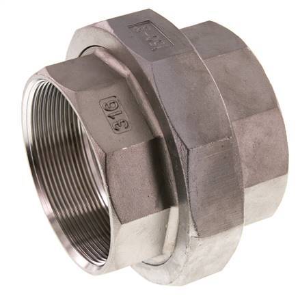Unión Conector Recto Rp3'' Hembra Acero Inoxidable Junta Plana PTFE 16bar (224.8psi)