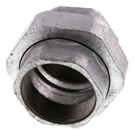 Racor recto de unión Rp2'' hembra hierro fundido junta plana 25bar (351.25psi)