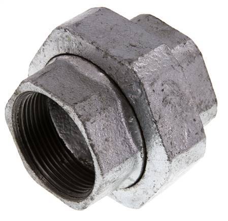 Racor recto de unión Rp1 1/2'' hembra hierro fundido junta plana 25bar (351.25psi)