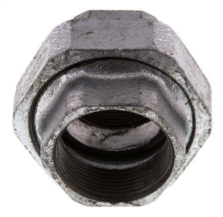 Racor recto de unión Rp1 1/2'' hembra hierro fundido junta plana 25bar (351.25psi)