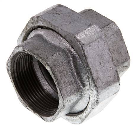 Racor recto de unión Rp1 1/2'' hembra hierro fundido junta plana 25bar (351.25psi)