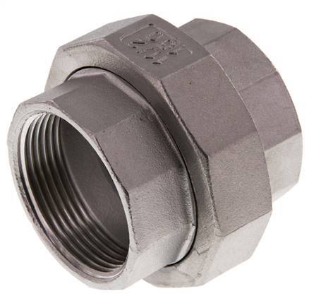 Racor recto de unión Rp1 1/2'' hembra Acero inoxidable Junta plana PTFE 16bar (224.8psi)
