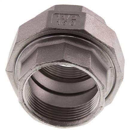 Racor recto de unión Rp1 1/2'' hembra Acero inoxidable Junta plana PTFE 16bar (224.8psi)