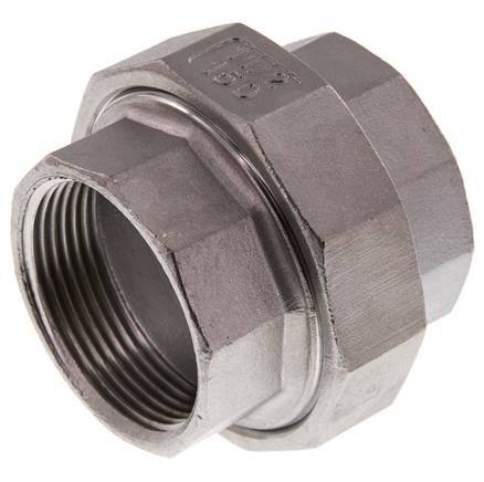 Racor recto de unión Rp1 1/2'' hembra Acero inoxidable Junta plana PTFE 16bar (224.8psi)