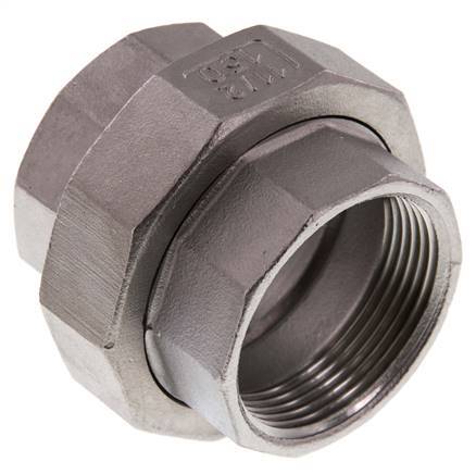Racor recto de unión Rp1 1/2'' hembra Acero inoxidable Junta plana PTFE 16bar (224.8psi)