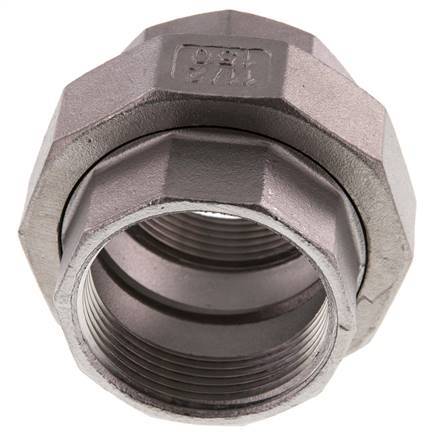 Racor recto de unión Rp1 1/2'' hembra Acero inoxidable Junta plana PTFE 16bar (224.8psi)