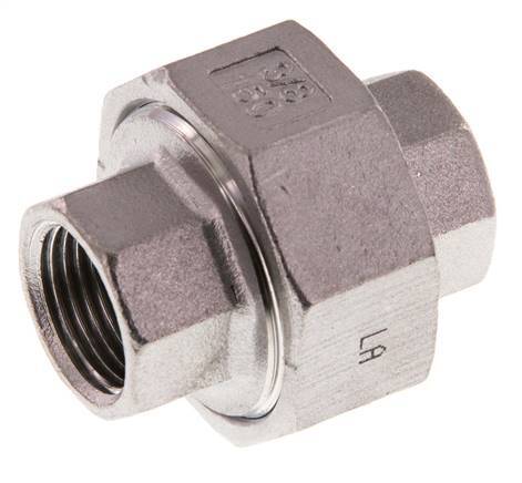 Racor recto de unión Rp3/8'' Hembra Acero inoxidable Junta plana PTFE 16bar (224.8psi)