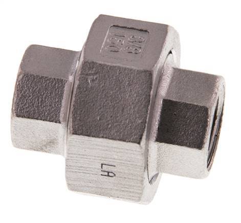 Racor recto de unión Rp3/8'' Hembra Acero inoxidable Junta plana PTFE 16bar (224.8psi)