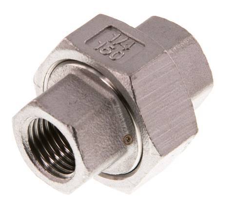 Racor recto de unión Rp1/4'' Hembra Acero inoxidable Junta plana PTFE 16bar (224.8psi)