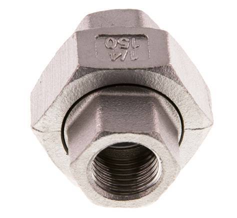Racor recto de unión Rp1/4'' Hembra Acero inoxidable Junta plana PTFE 16bar (224.8psi)