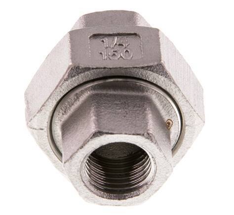 Racor recto de unión Rp1/4'' Hembra Acero inoxidable Junta plana PTFE 16bar (224.8psi)