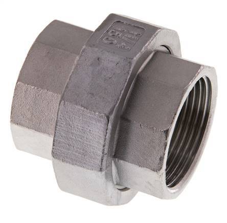 Unión Conector Recto Rp1 1/4'' Hembra Acero Inoxidable Junta Plana PTFE 16bar (224.8psi)