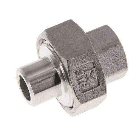 Unión Conector Recto Rp1/4'' Hembra x 13.5mm Extremo Soldar Acero Inoxidable Junta Cónica 16bar (224.8psi)