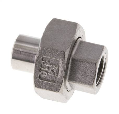 Unión Conector Recto Rp1/4'' Hembra x 13.5mm Extremo Soldar Acero Inoxidable Junta Cónica 16bar (224.8psi)