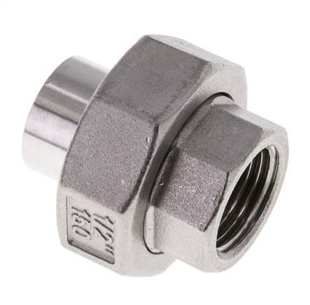 Racor recto de unión Rp1/2'' Hembra x 21,3mm Extremo para soldar Acero inoxidable Junta cónica 16bar (224,8psi)