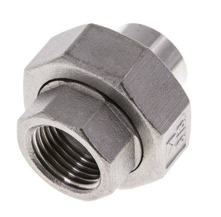 Racor recto de unión Rp1/2'' Hembra x 21,3mm Extremo para soldar Acero inoxidable Junta cónica 16bar (224,8psi)