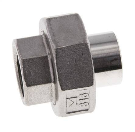 Racor recto de unión Rp1/2'' Hembra x 21,3mm Extremo para soldar Acero inoxidable Junta cónica 16bar (224,8psi)