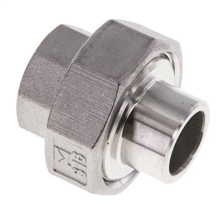 Racor recto de unión Rp1/2'' Hembra x 21,3mm Extremo para soldar Acero inoxidable Junta cónica 16bar (224,8psi)