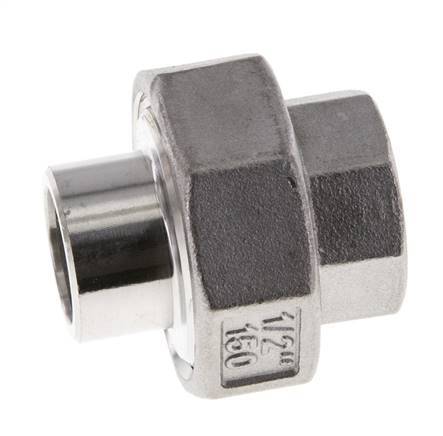Racor recto de unión Rp1/2'' Hembra x 21,3mm Extremo para soldar Acero inoxidable Junta cónica 16bar (224,8psi)