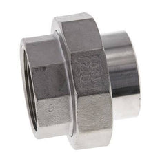 Racor recto de unión Rp1 1/2'' Hembra x 48,3mm Extremo para soldar Acero inoxidable Junta plana PTFE 150bar (2107,5psi)