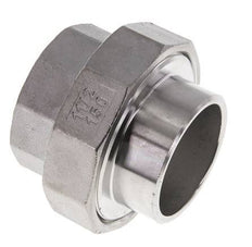 Racor recto de unión Rp1 1/2'' Hembra x 48,3mm Extremo para soldar Acero inoxidable Junta plana PTFE 150bar (2107,5psi)