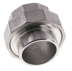 Racor recto de unión Rp1 1/2'' Hembra x 48,3mm Extremo para soldar Acero inoxidable Junta plana PTFE 150bar (2107,5psi)