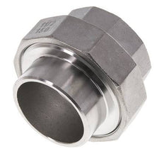 Racor recto de unión Rp1 1/2'' Hembra x 48,3mm Extremo para soldar Acero inoxidable Junta plana PTFE 150bar (2107,5psi)
