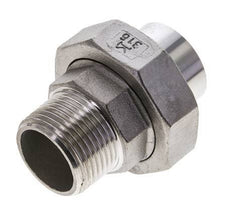 Union Straight Connector R1'' Male x 33.7mm Weld End Stainless Steel Conical Seal 16bar (224.8psi)