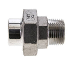 Union Straight Connector R1'' Male x 33.7mm Weld End Stainless Steel Conical Seal 16bar (224.8psi)