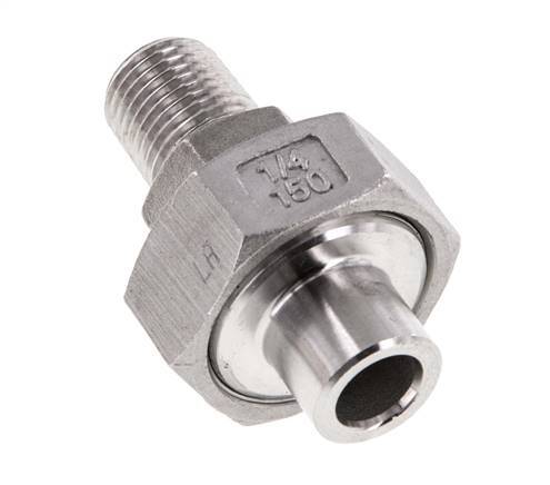 Racor recto de unión R1/4'' Macho x 13,5 mm Extremo para soldar Junta cónica de acero inoxidable 16bar (224,8psi)