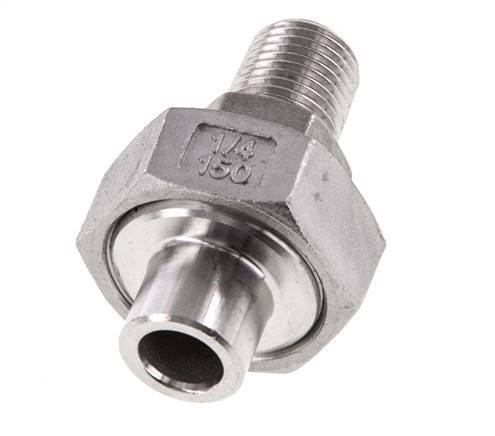 Racor recto de unión R1/4'' Macho x 13,5 mm Extremo para soldar Junta cónica de acero inoxidable 16bar (224,8psi)