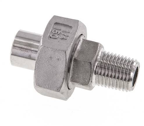 Racor recto de unión R1/4'' Macho x 13,5 mm Extremo para soldar Junta cónica de acero inoxidable 16bar (224,8psi)