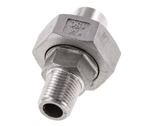 Racor recto de unión R1/4'' Macho x 13,5 mm Extremo para soldar Junta cónica de acero inoxidable 16bar (224,8psi)