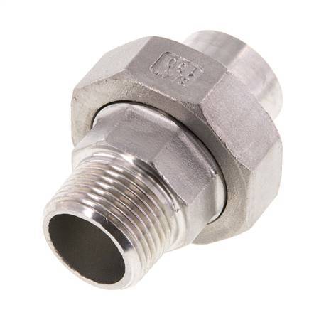 Racor recto de unión R3/4'' Macho x 26,9 mm Extremo para soldar Junta cónica de acero inoxidable 16bar (224,8psi)