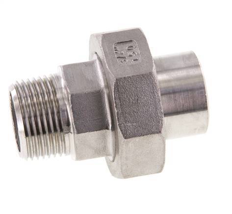 Racor recto de unión R3/4'' Macho x 26,9 mm Extremo para soldar Junta cónica de acero inoxidable 16bar (224,8psi)