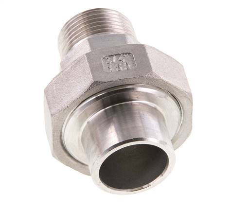 Racor recto de unión R3/4'' Macho x 26,9 mm Extremo para soldar Junta cónica de acero inoxidable 16bar (224,8psi)