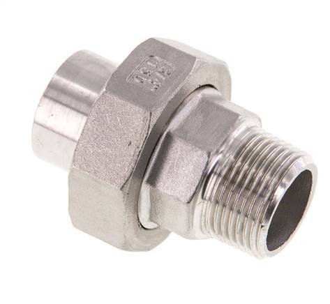 Racor recto de unión R3/4'' Macho x 26,9 mm Extremo para soldar Junta cónica de acero inoxidable 16bar (224,8psi)