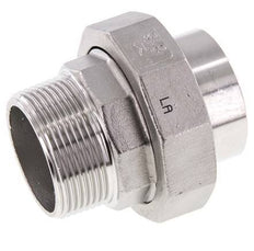 Racor recto de unión R1 1/2'' Macho x 48,3mm Extremo para soldar Acero inoxidable Junta plana PTFE 16bar (224,8psi)