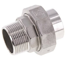 Racor recto de unión R1 1/4'' Macho x 42,4mm Extremo para soldar Acero inoxidable Junta plana PTFE 16bar (224,8psi)